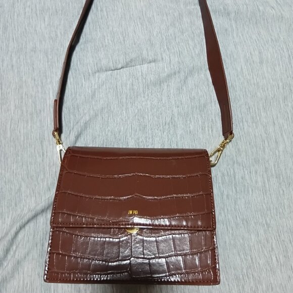 JW PEI Mini Flap Crossbody - Brown Croc - Picture 1 of 3